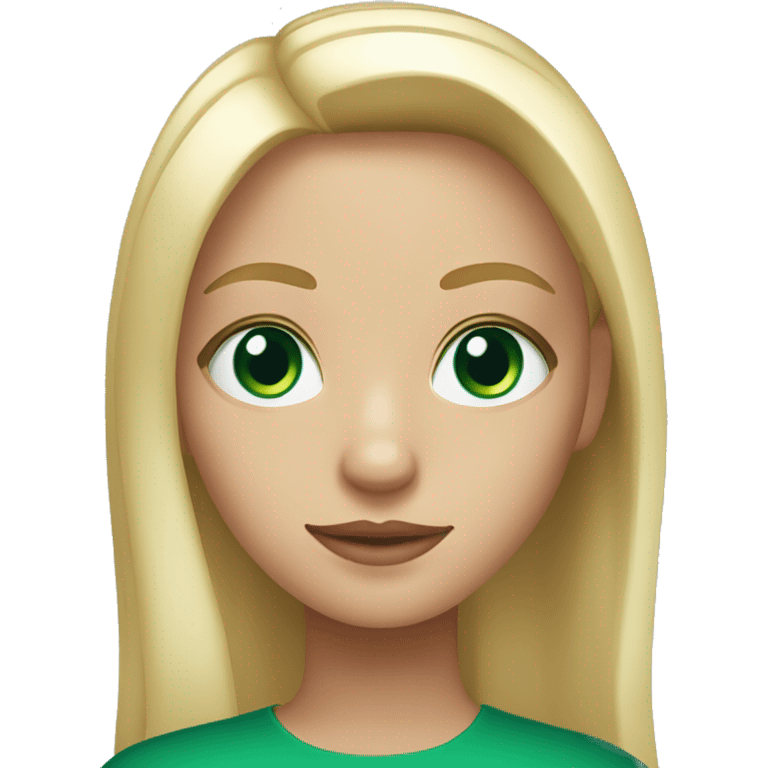 Girl with straight Blond hair and emerald green eyes emoji