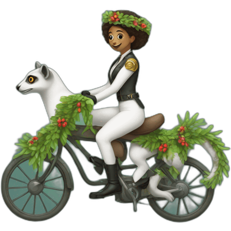 woman-riding-lemur-with-keys-and-wreath emoji