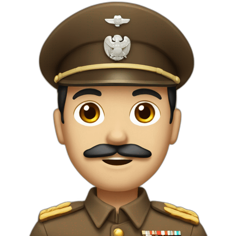 Guy in a ww2 brown uniform with square mustache and side part black hair emoji