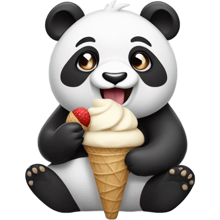 Panda eating ice cream emoji