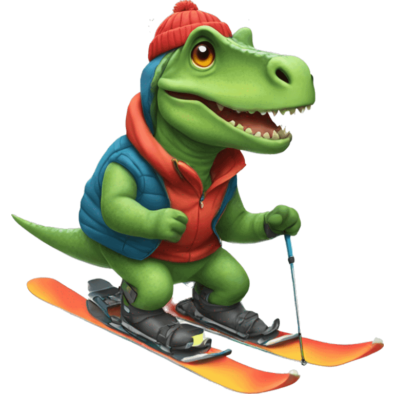 party Dino skiing emoji