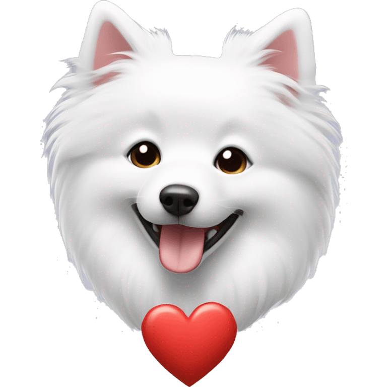 japanese spitz dog with heart emoji