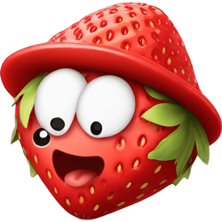 Cute small strawberry with hat emoji