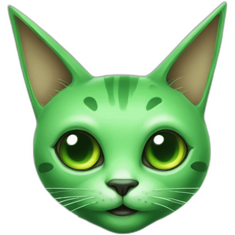 Green alien cat with 2 antennas and a star on its chest  emoji