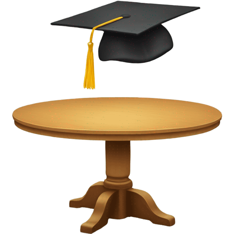 table with graduation cap emoji