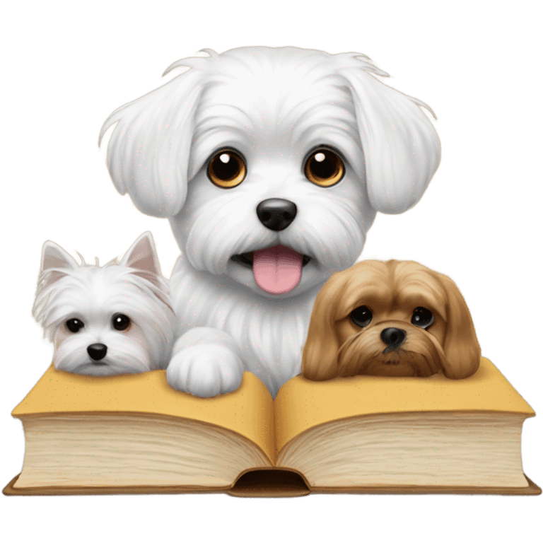 Books with two dog Maltese  emoji