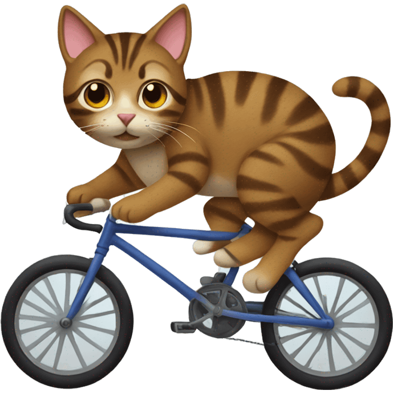 Brown tabby cat riding a bike emoji