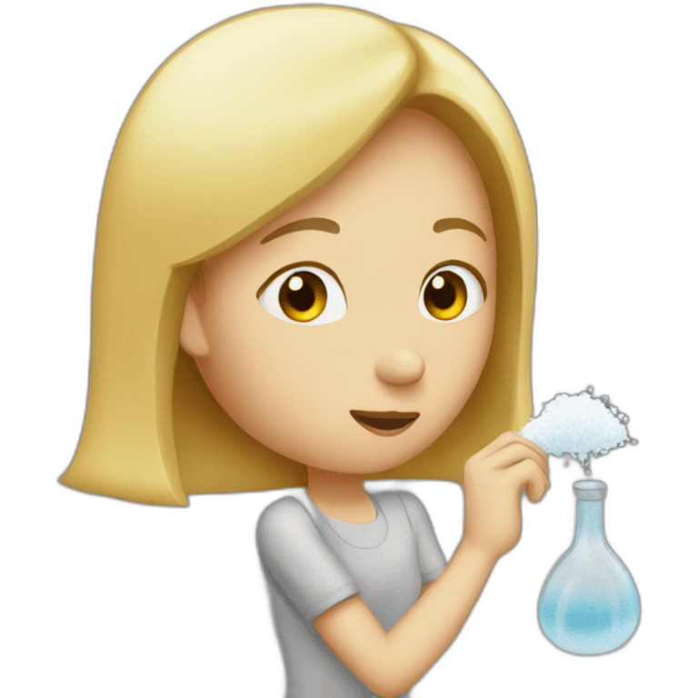 Female sniffing salt off a key emoji