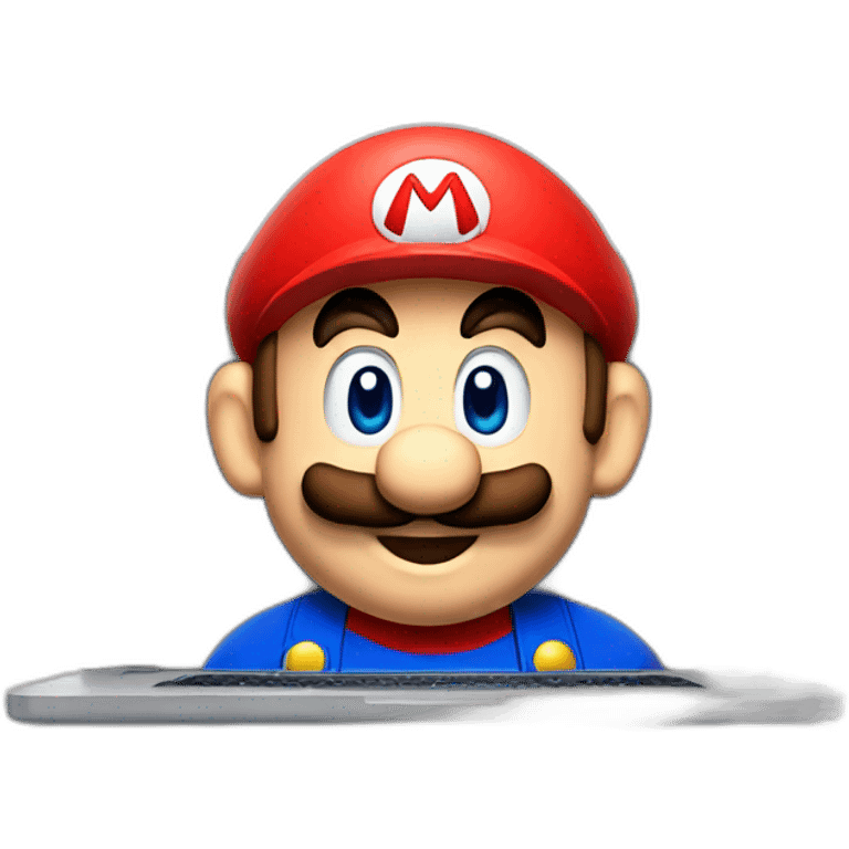 Mario behind a laptop emoji