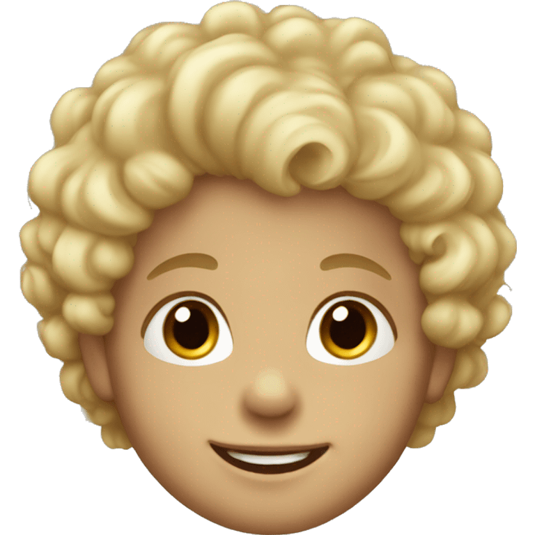 Blonde boy toddler WITH curly hair WITH brown eyes happy  emoji