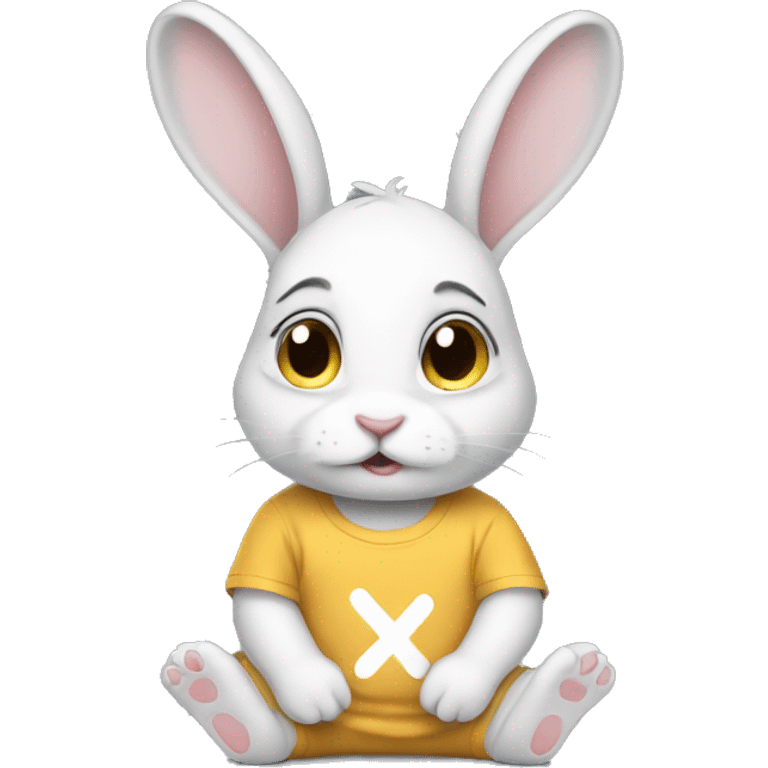 an anxious baby rabbit in t-shirt emoji