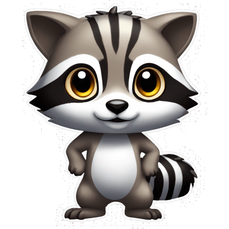 Colorful Shiny Kawaii Cute Raccoon-Tiger-Fakémon-Pokémon full body emoji