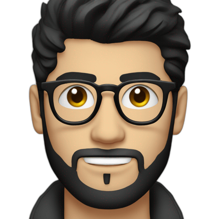 zayn malik with black hair and beard and spectacles and macbook emoji