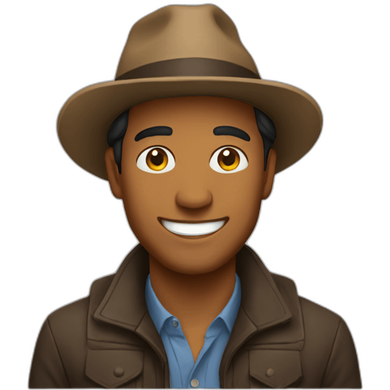 brown man in a hat smiling emoji