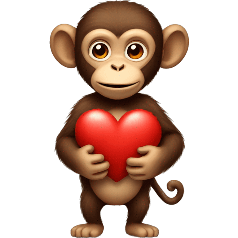 monkey carries big heart emoji