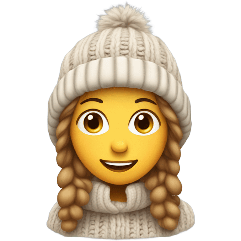 woman with big winter hat emoji