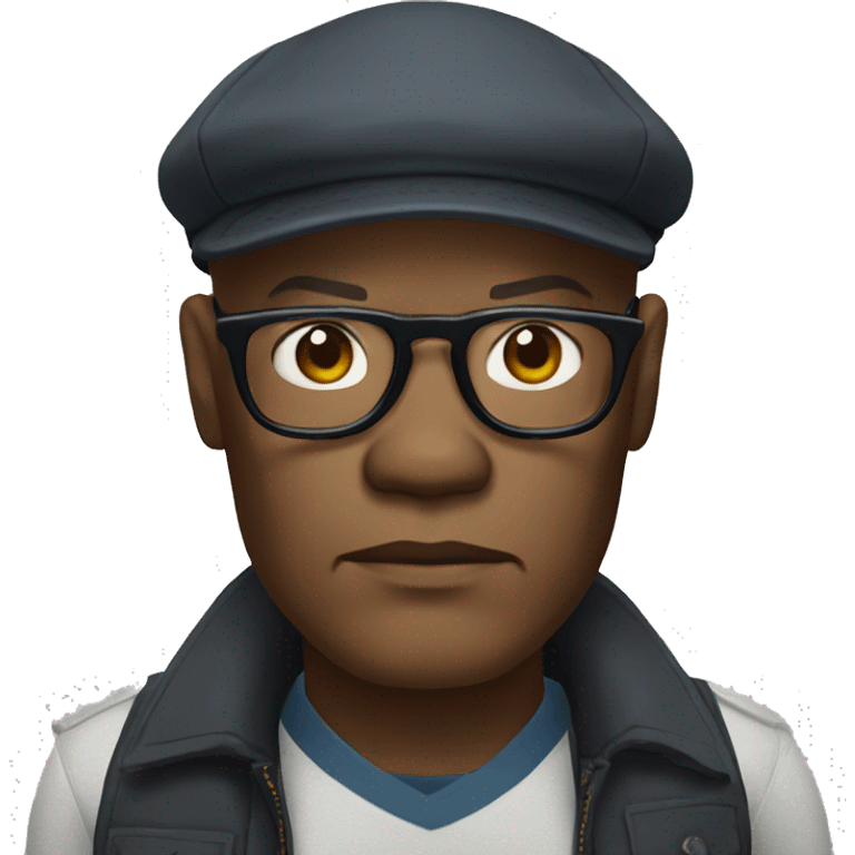 bald samuel l jackson serious wearing shirt and Kangol emoji