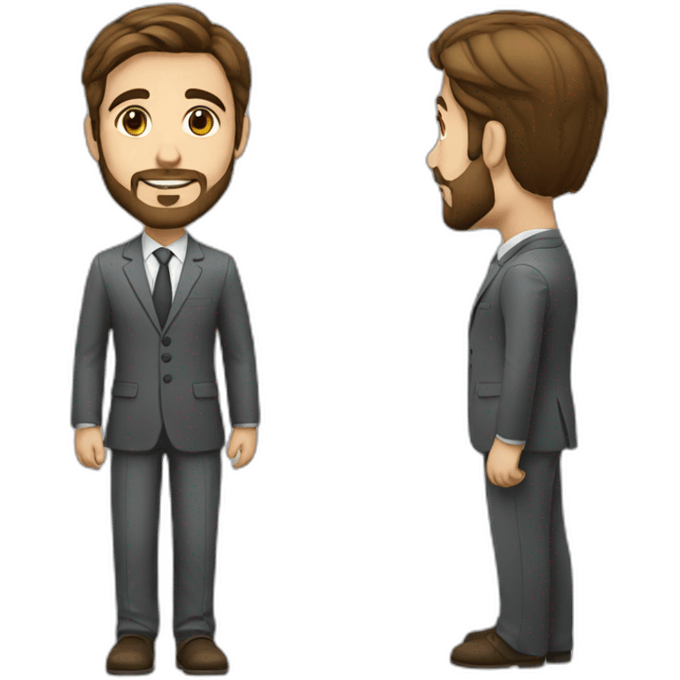 brazilian white young lawyer with good short brown hair and beard emoji