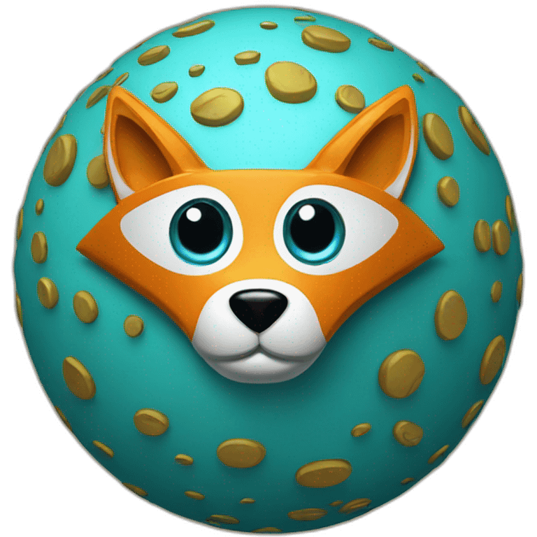 3d sphere with a cartoon Fox skin texture with Eye of Horus emoji