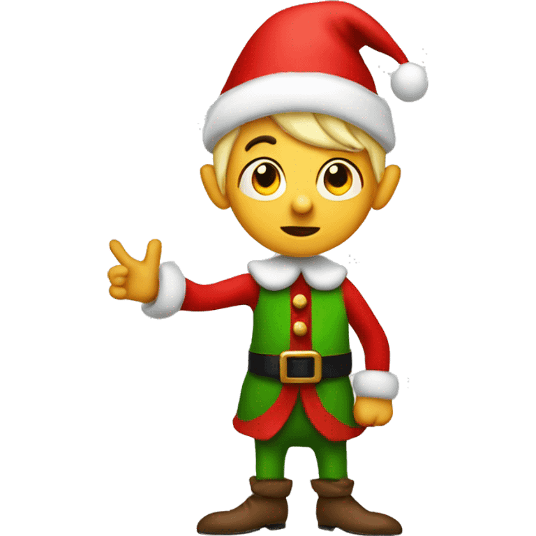 Christmas elf holding a NO sign emoji