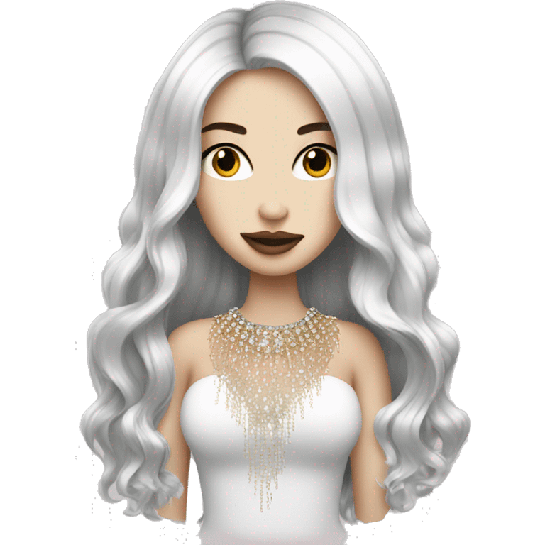 pale girl with long black hair luxury bling emoji