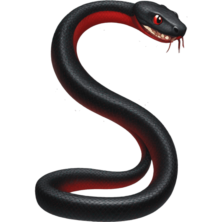 Long Black snake with red belly detailed emoji