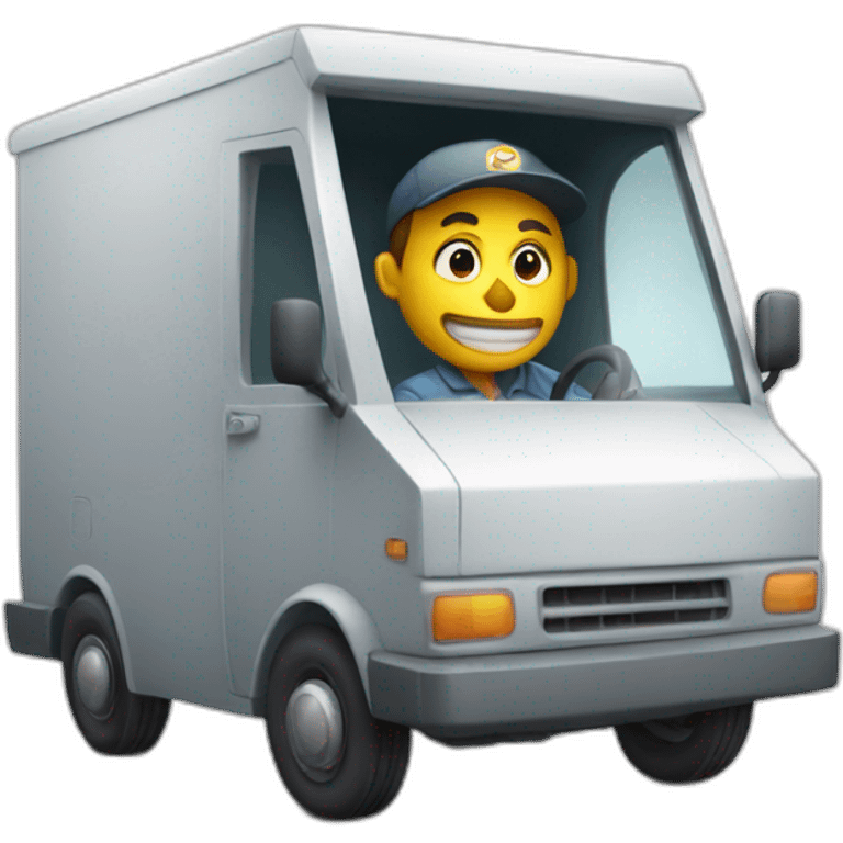 Creepy Mail Man driving a Van emoji