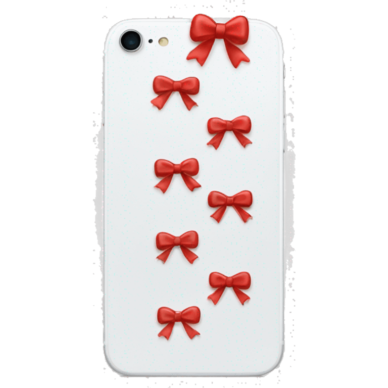 White iphone with red bows emoji