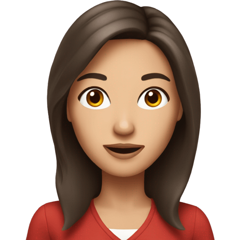 a brunette woman taking a selfie emoji