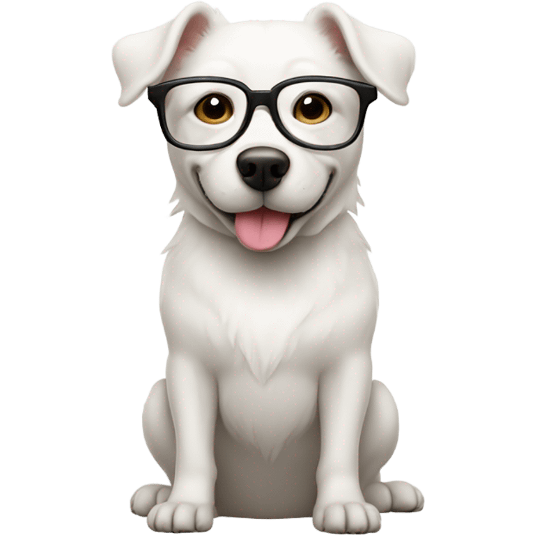 white dog with glasses emoji