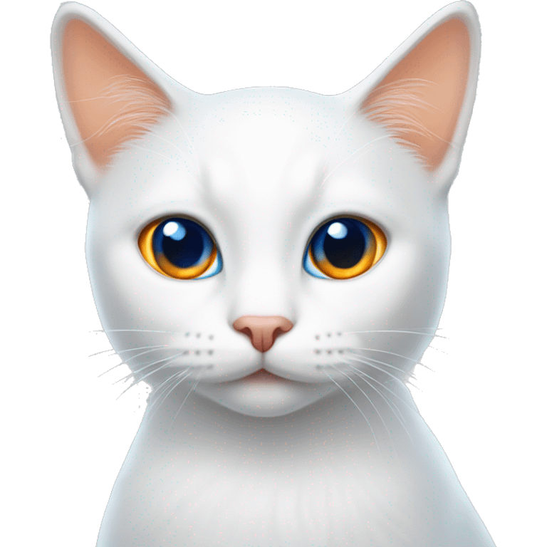 White cat with blue eyes and orange stripe tail emoji