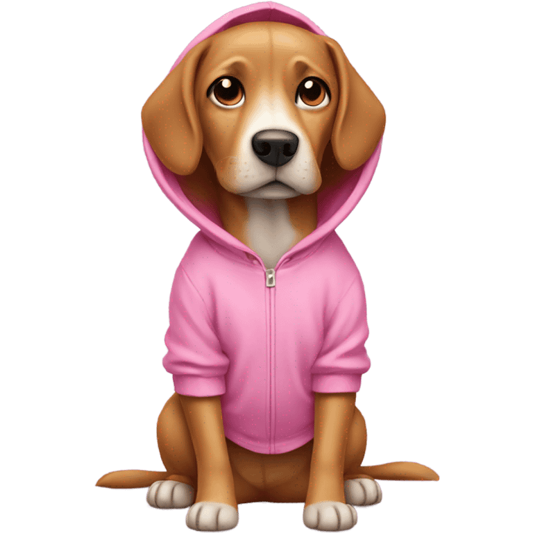 Dog wearing pink hoodie  emoji