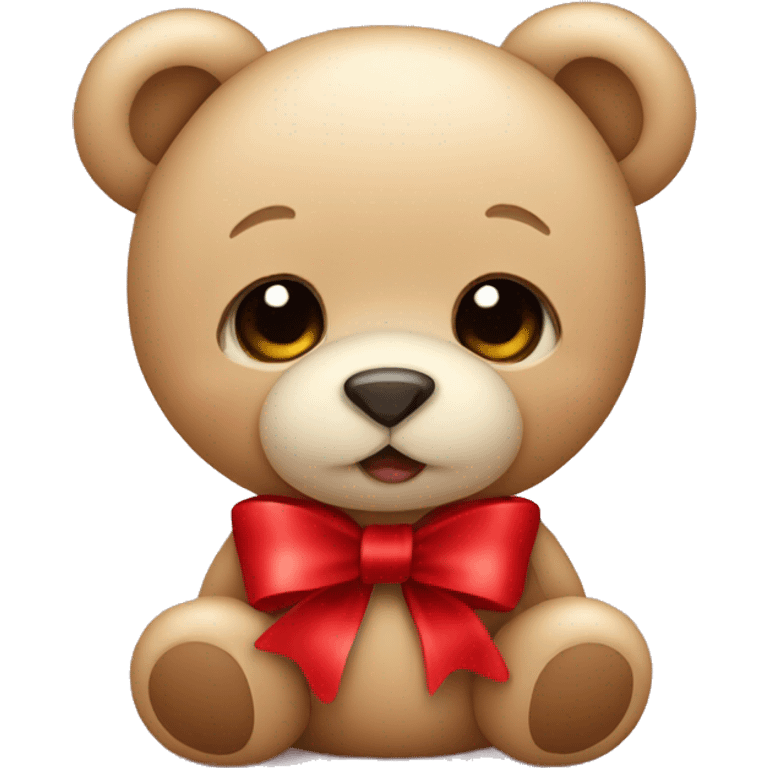 Little cute teddy bear with red bow emoji