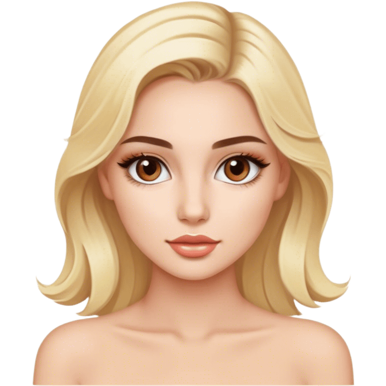 Pretty Blonde model with brown eyes, luxury makeup, honeymoon in Hawaii emoji