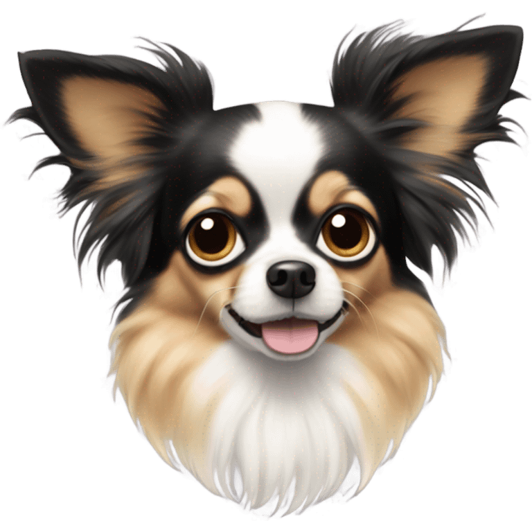  only black and white long haired chihuahua. No brown fur. emoji