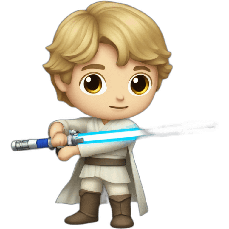 young luke skywalker with blue lightsaber emoji