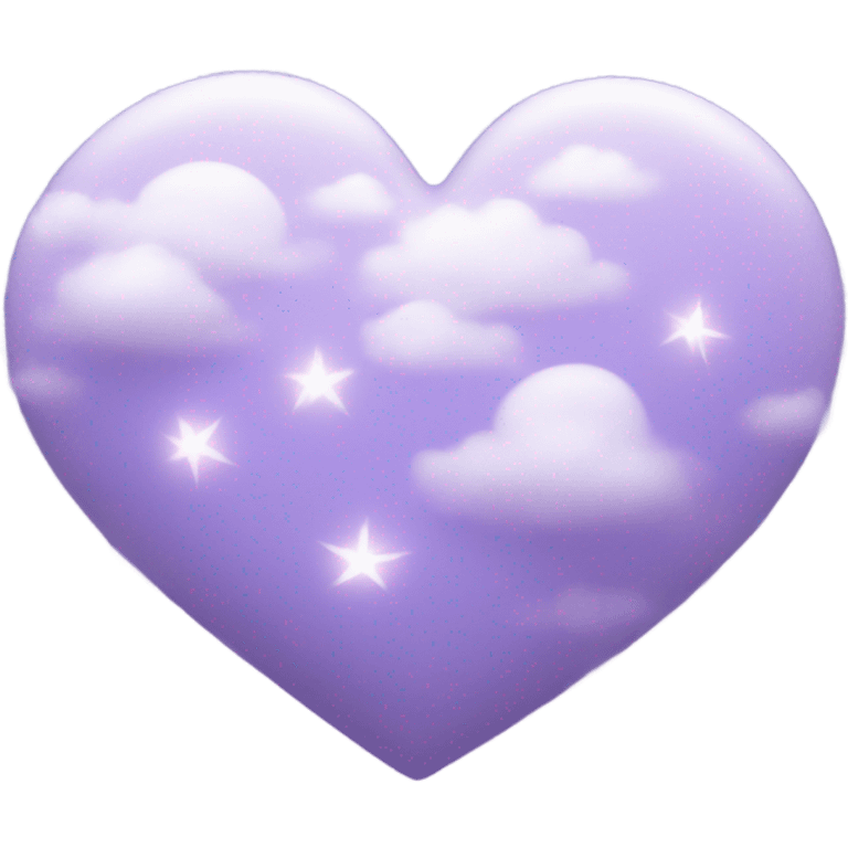 light violet heart with clouds and stars emoji