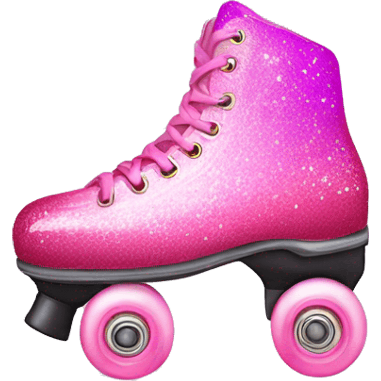 Pink ombre roller skate with glitter  emoji