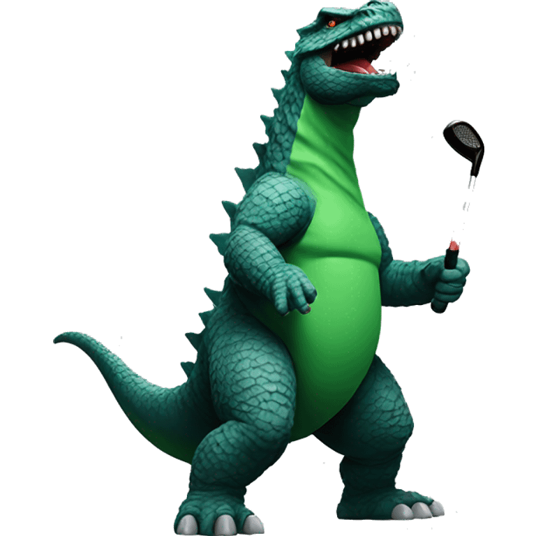 Godzilla swinging golf club emoji