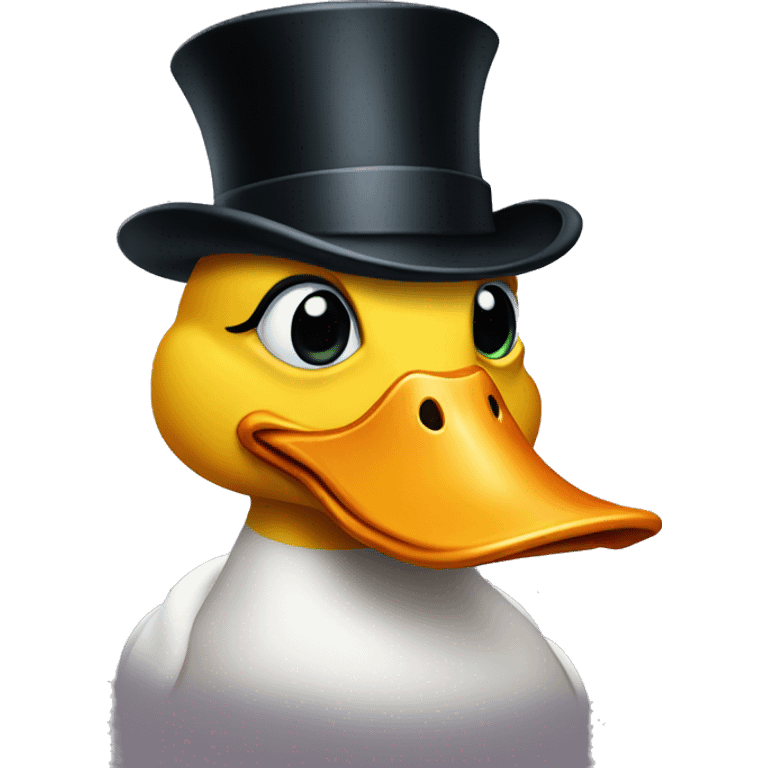 Duck wearing a top hat emoji