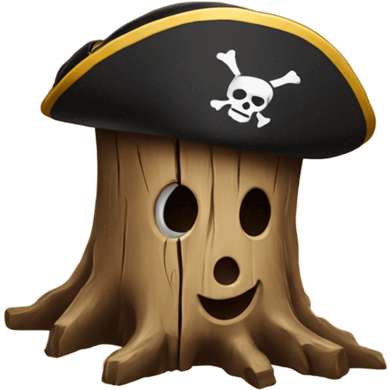 tree stump with a pirate hat emoji