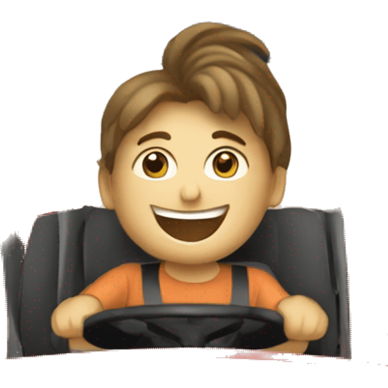 a happy person driving enormous tractor emoji