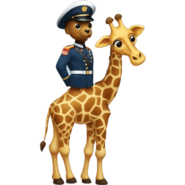 Giraffe wearing a marines blues  emoji