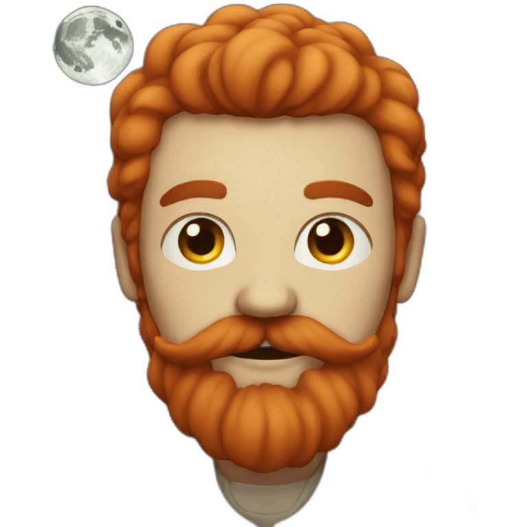 Full Moon with red beard and moustache emoji