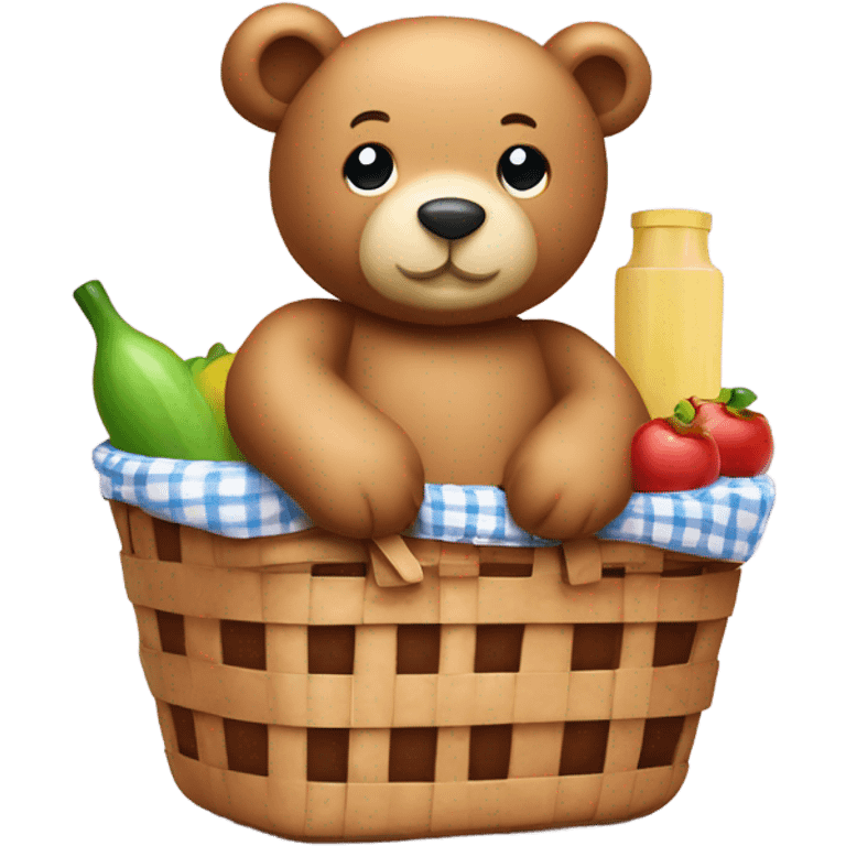 Teddy bear in picnic basket  emoji