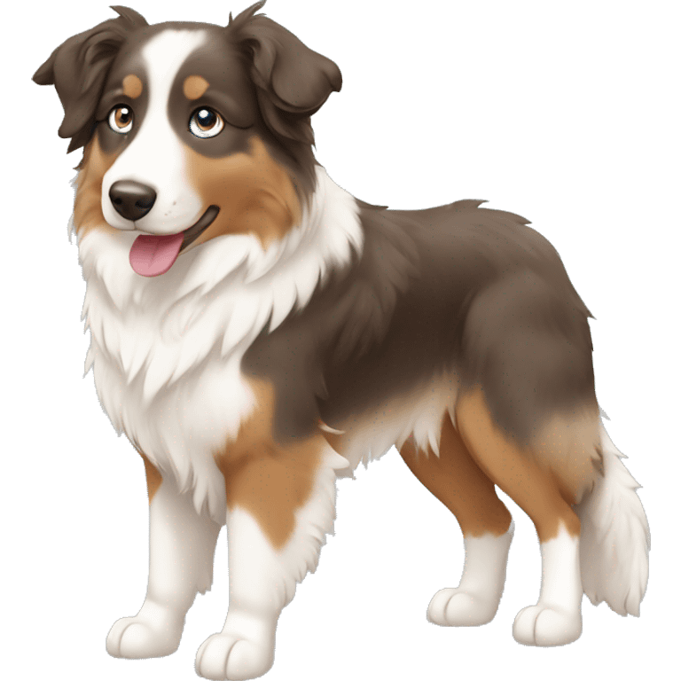 white and light brown australian shepherd with blue eyes emoji