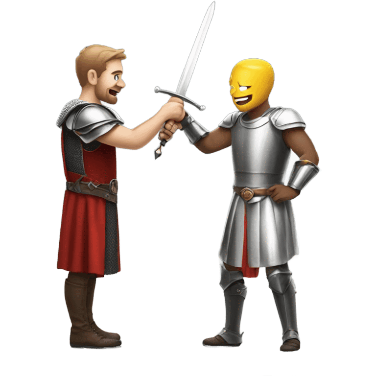 Man knighting another man champion emoji