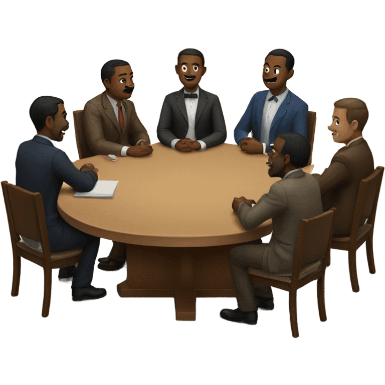 6 men sitting at a round table emoji