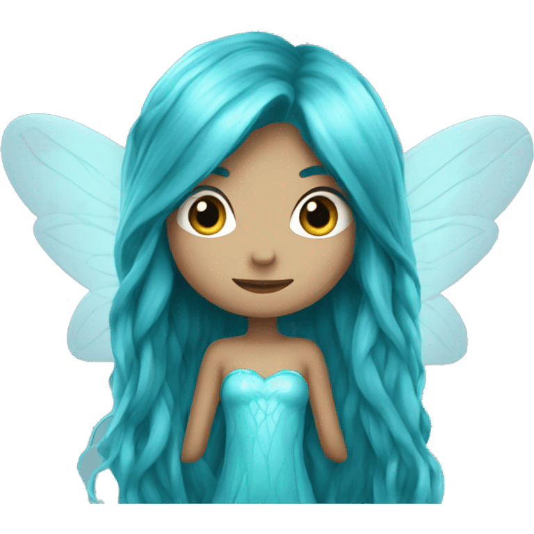 Beautiful, fairy, blue, turqoise, long hair, big wings emoji