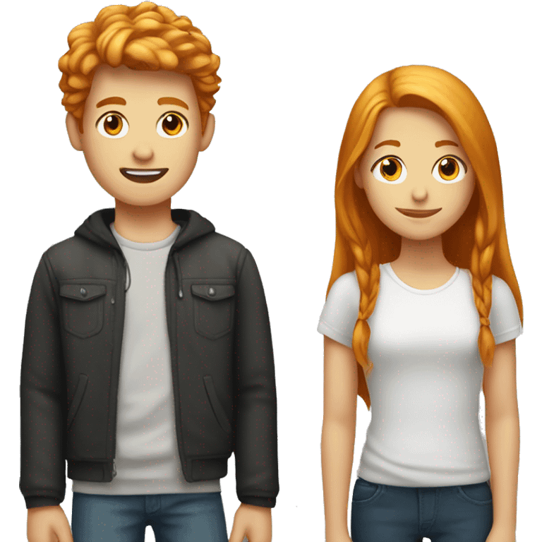 Blond teenager boy with red haired teenage girl emoji